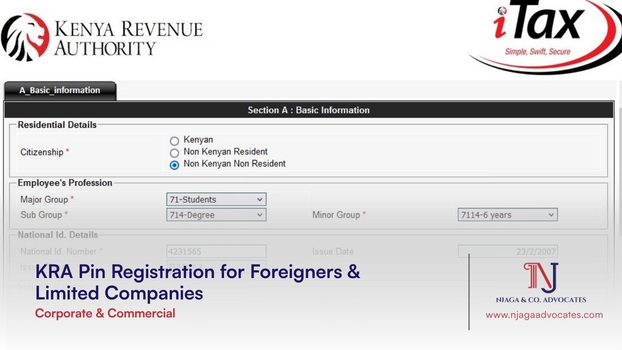 KRA Pin Registration for Foreigners & Limited Companies