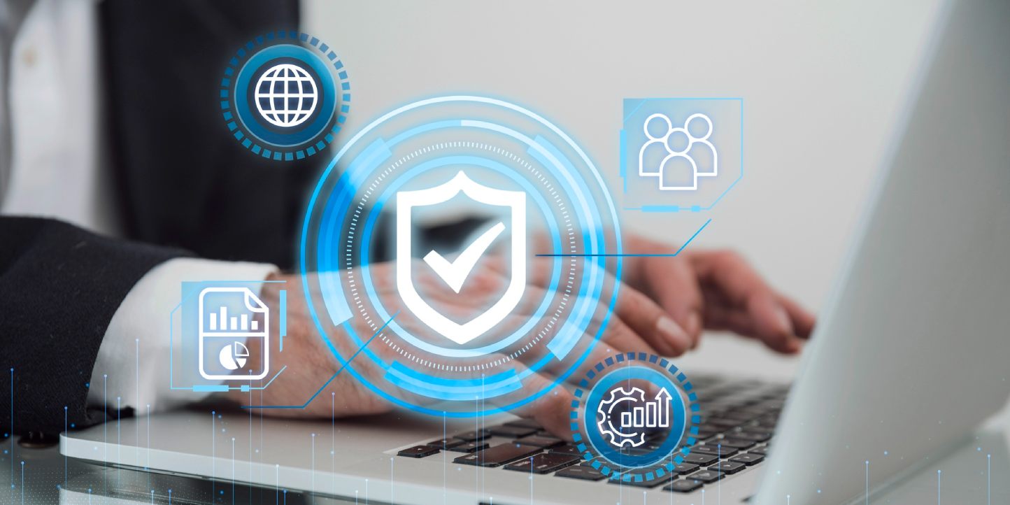 njaga advocates data protection A professional working on a laptop with cybersecurity and data protection icons overlay, representing compliance | Compliance with the Data Protection Act, Kenya: A Guide for Individuals, Organizations, and Businesses | IP and TMT lawyers in Nairobi