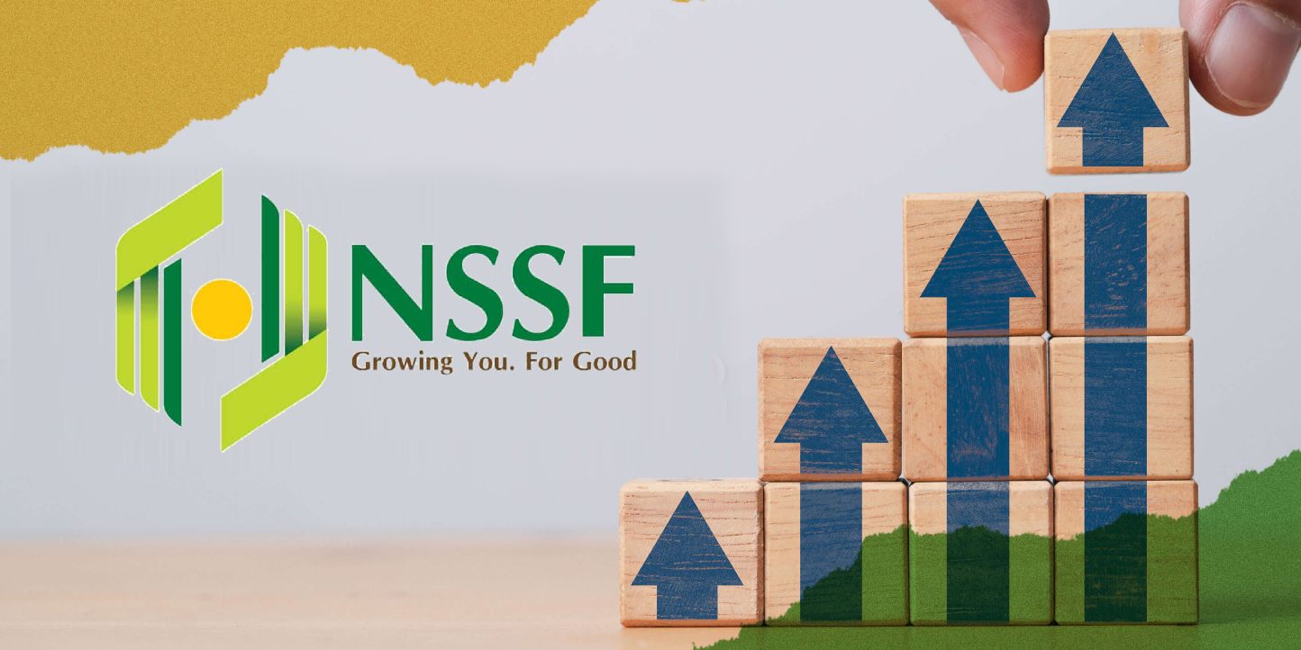 NSSF logo with the tagline 'Growing You. For Good' displayed alongside wooden blocks arranged as a staircase with upward arrows, symbolizing financial growth | Understanding the New NSSF Contributions Under the Amended NSSF Act of 2021 | Njaga & Co. Advocates employment and labour law firm