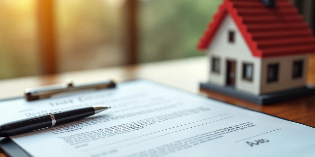 title deed on a clip board with a pen on it next to a house | A Comprehensive Guide to the Conversion of Titles in Kenya | Njaga & Co Advocates LLP real estate law firm