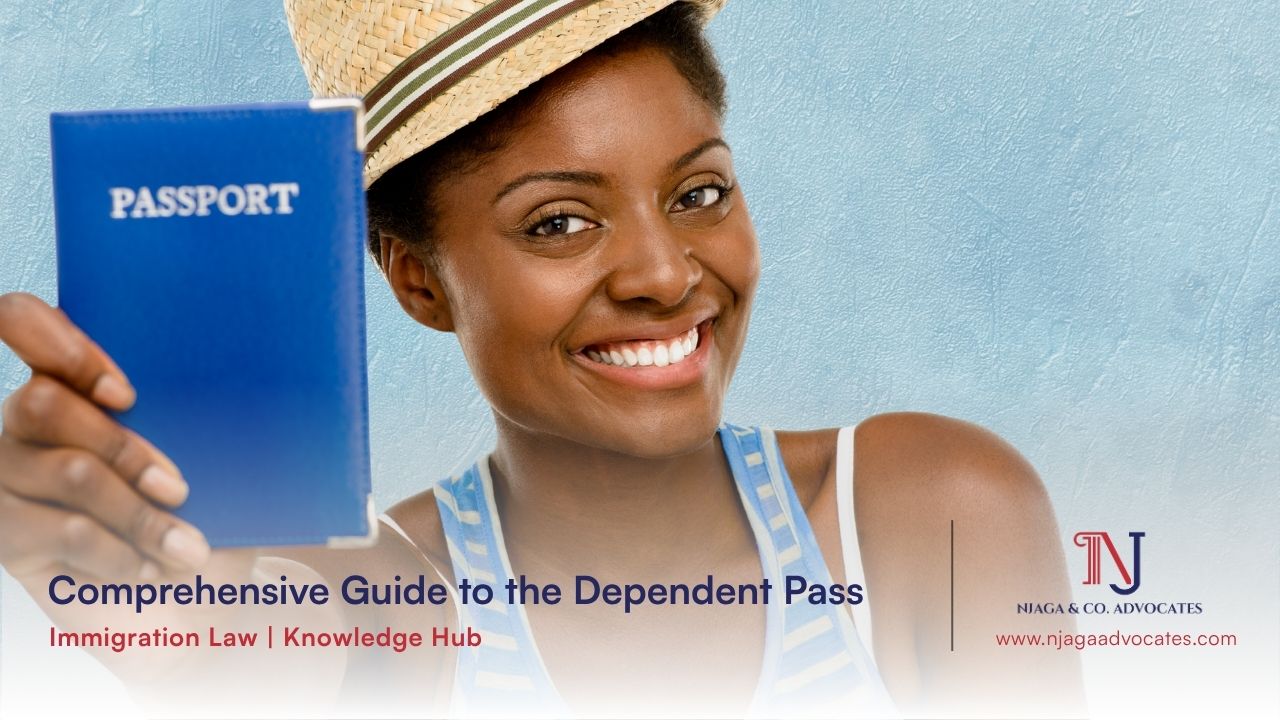 African descent lady all smiles holding a passport in hand showing concept of Comprehensive Guide to the Dependent Pass in Kenya | Immigration law firm in Kenya | Immigration legal services | Njaga & Co Advocates LLP