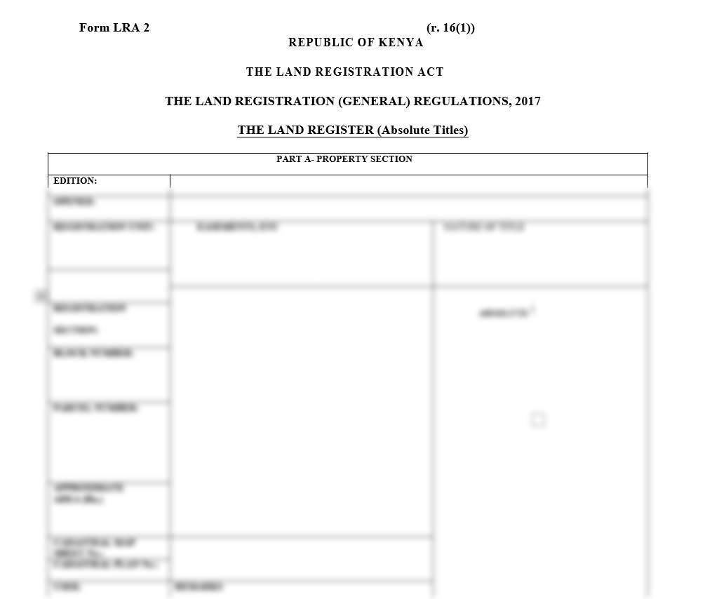 The Land Register (Absolute Titles) - LRA-2