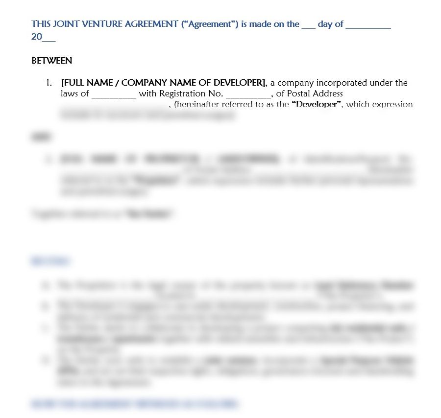 Download Joint Venture Agreement | affordable legal documents in kenya | corporate legal services | commercial lawyers in Nairobi