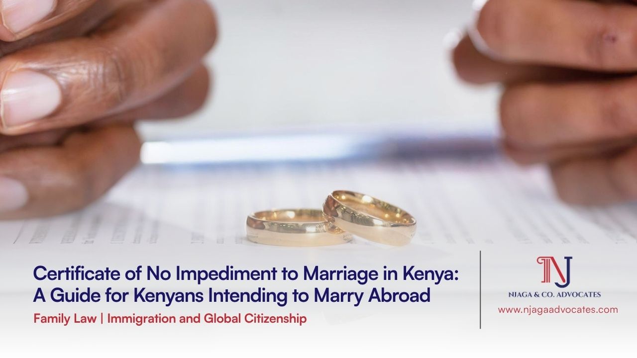 2 rings with 2 hands on either side with Njaga Advocates logo | Certificate of No Impediment to Marriage in Kenya | OAG Kenya | marriage abroad